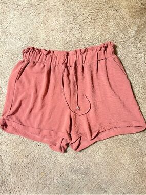 SHEIN Curve 2XL Paperbag Waist ShortsDusty Rose Elastic Waist Casual Plus Size
